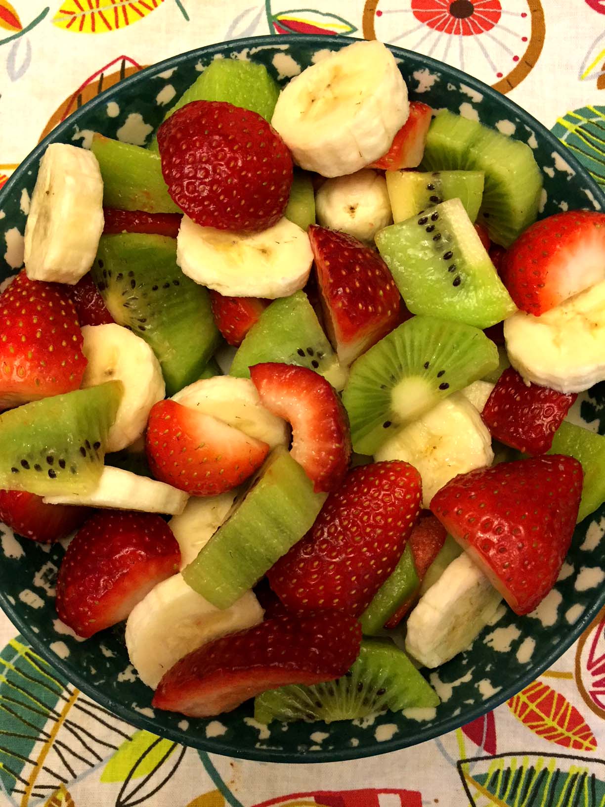 Christmas Fruit Salad With Strawberries, Kiwis and Bananas – Red, Green ...