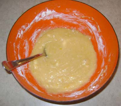 batter for plum cake in the bowl