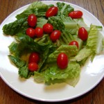 Top-view of a salad place in a white plate