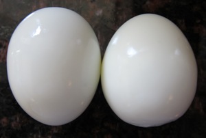 peeled hard-boiled eggs to go in the chicken salad