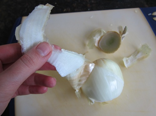 getting the peel off the onion