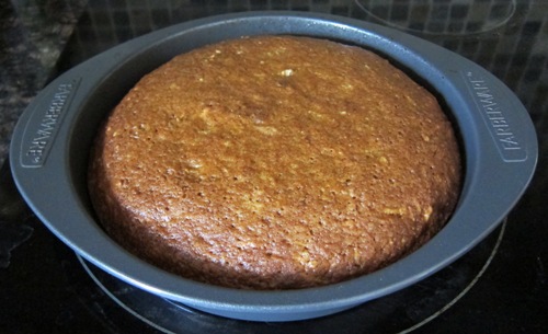 carrot cake in a baking pan