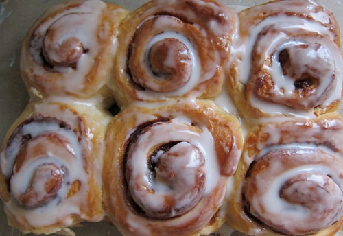 cinnamon rolls with white icing