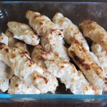 chicken kefta cabob in a baking dish