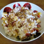 cottage cheese with peach and walnuts