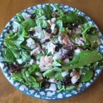 main dish salad with turkey, lettuce, olives and onions