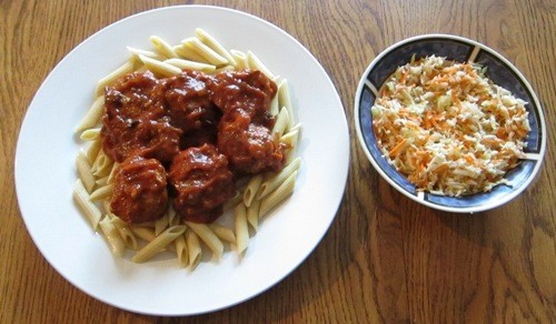 turkey meatballs and healthy cole slaw
