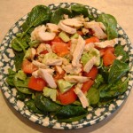 chicken avocado tomato baby spinach main dish salad recipe