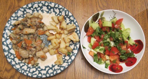 dinner idea - scallops with potatoes and salad