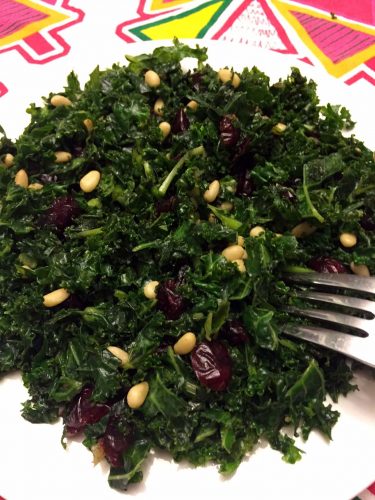 Easy Kale Salad With Pine Nuts And Cranberries