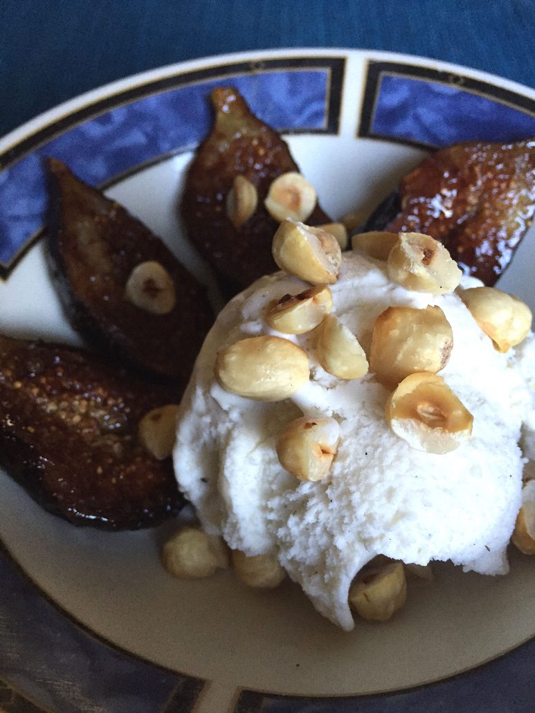 Roasted Figs And Hazelnuts Over Ice Cream