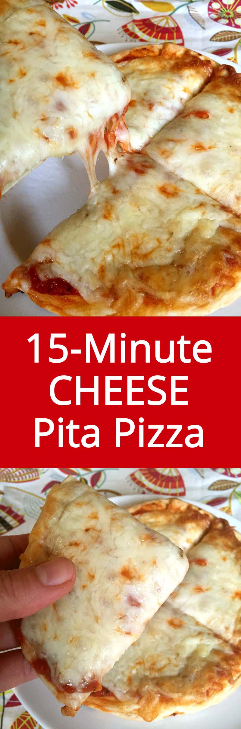 Easy 15-Minute Personal Cheese Pita Pizza Recipe - The Easiest Dinner Ever! | MelanieCooks.com