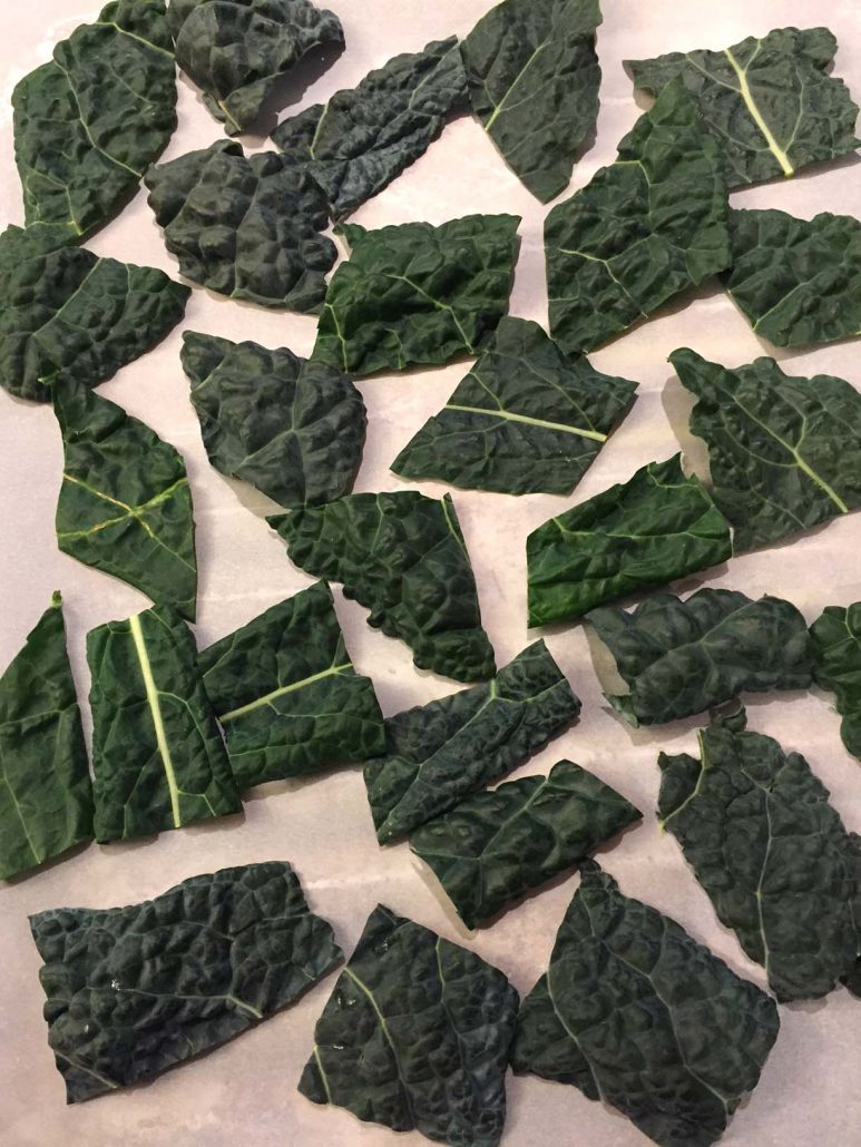 Kale Chips Before Baking In The Oven