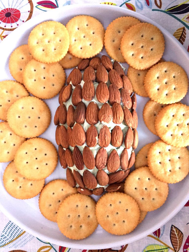 Pine Cone Cheese Ball With Crackers