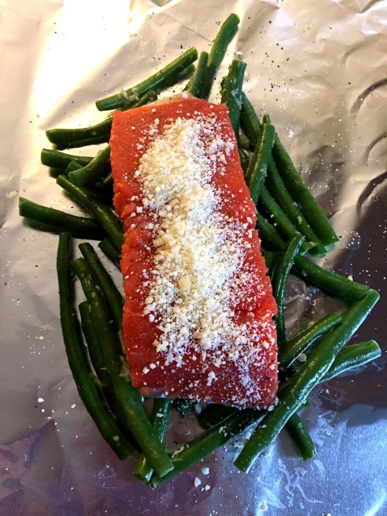 Parmesan salmon in foil