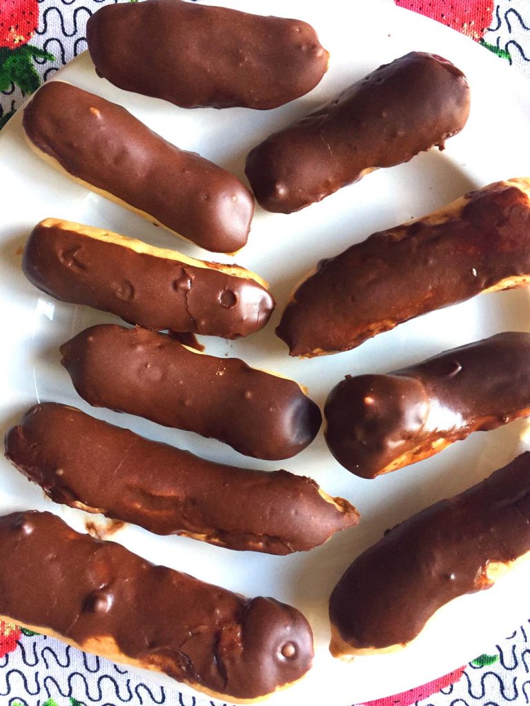 Chocolate Eclairs With Vanilla Filling Made From Scratch Recipe ...