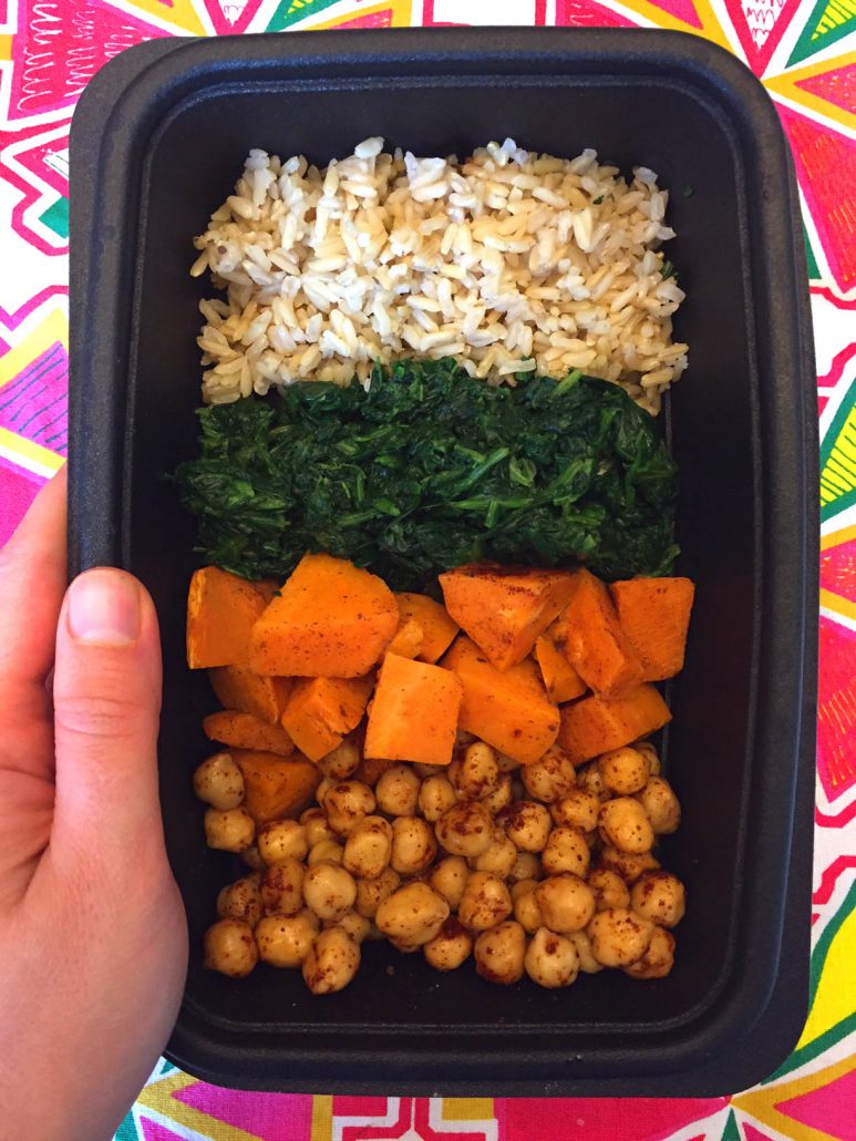 Vegan Buddha Bowl With Sweet Potatoes, Chickpeas, Spinach and Brown Rice - Melanie Cooks