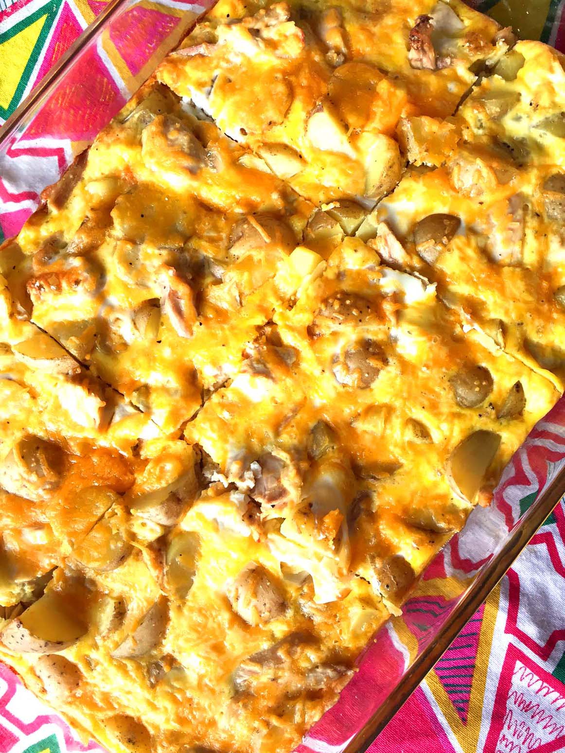 Eggs Potatoes Chicken Cheese Baked Breakfast Casserole Recipe Melanie Cooks