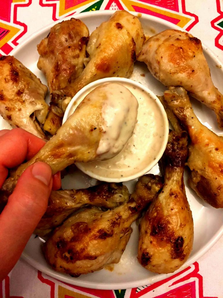 Caesar Dressing Marinated Baked Chicken Legs