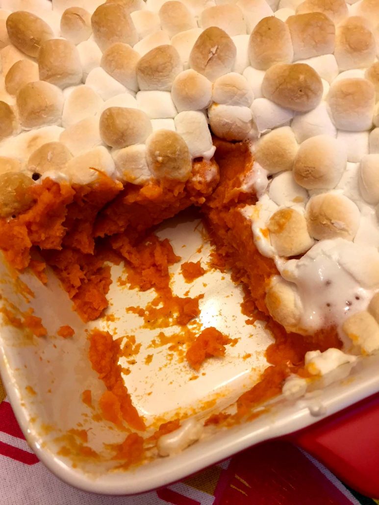 Mashed Sweet Potatoes Topped With Marshmallows