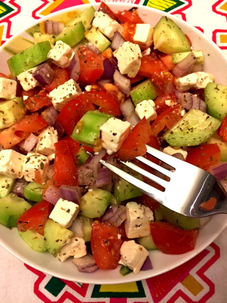 Tomato Cucumber Feta Cheese Greek Salad Recipe