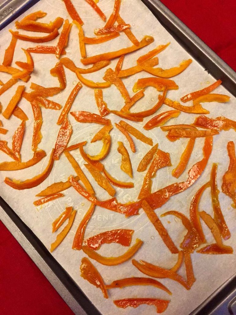 Candied Orange Or Lemon Peel On A Baking Sheet