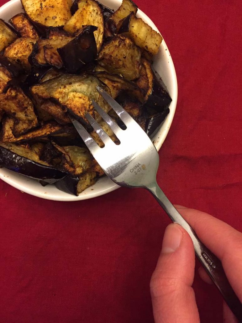 spicy garlic eggplant in the air fryer