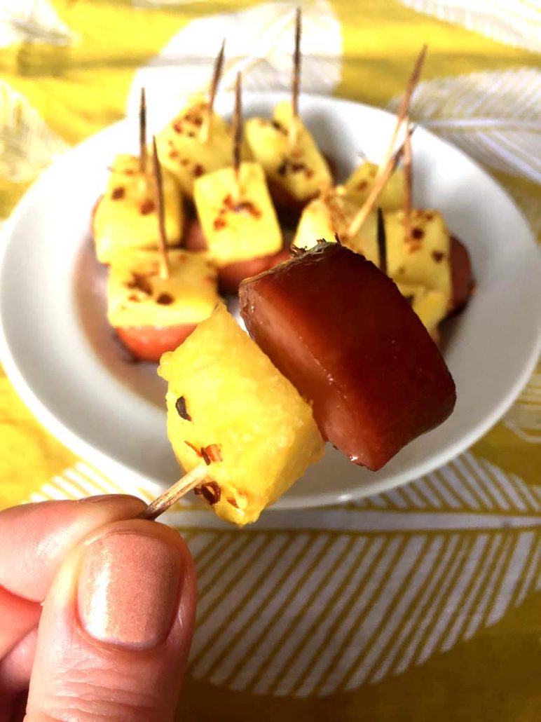 Kielbasa Pineapple Bites On A Stick