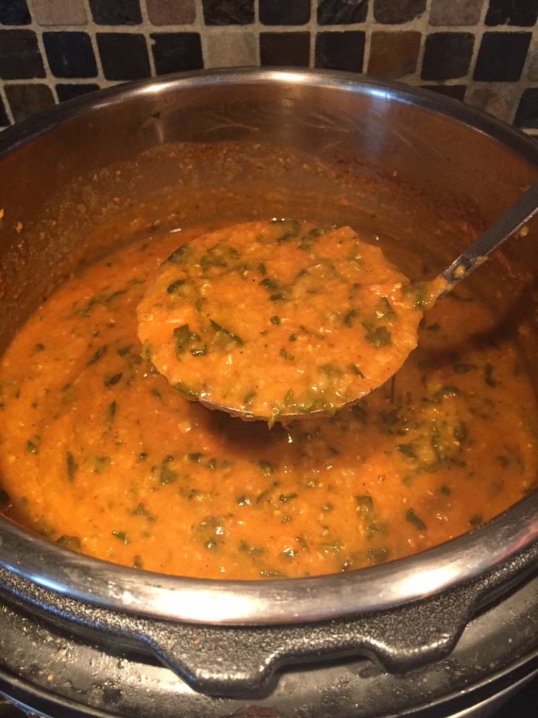 Instant Pot Lentil Soup With Spinach (Vegan)