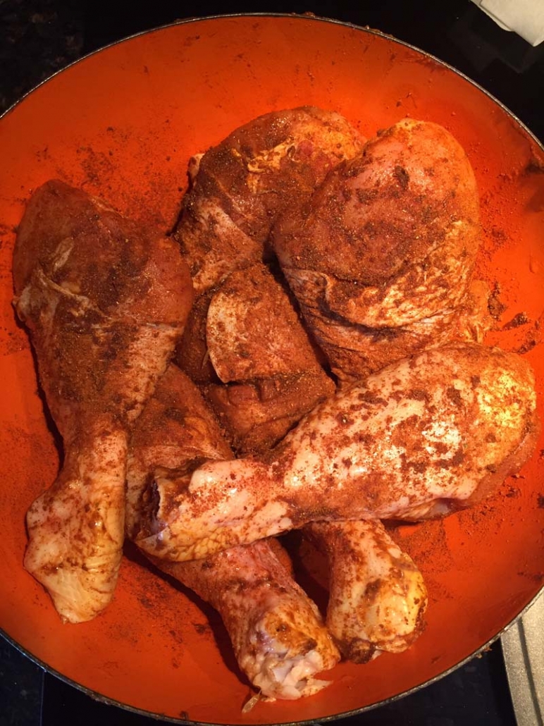 chicken legs coated with spices