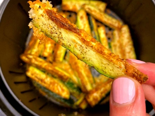 Air Fryer Keto Zucchini Fries With Parmesan Cheese No Breading