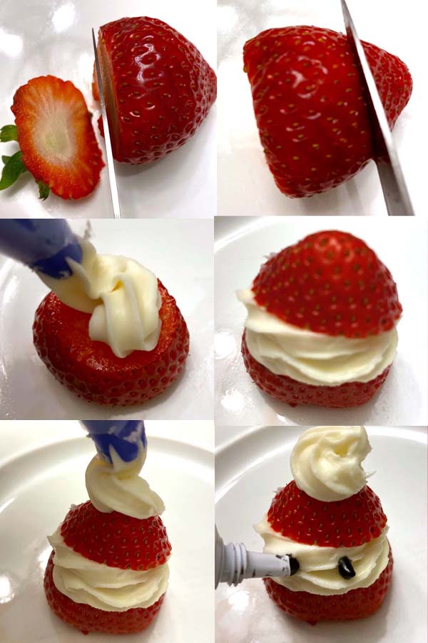 strawberry santas with whipped cream christmas dessert