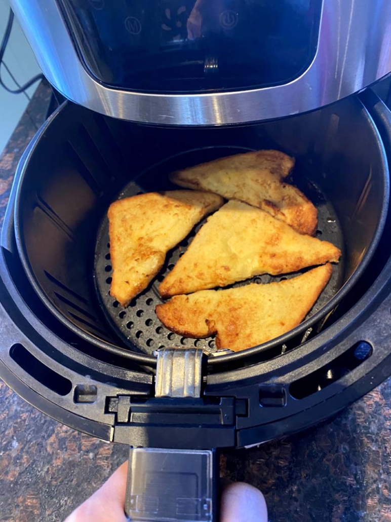 cooking homemade french toast in the air fryer