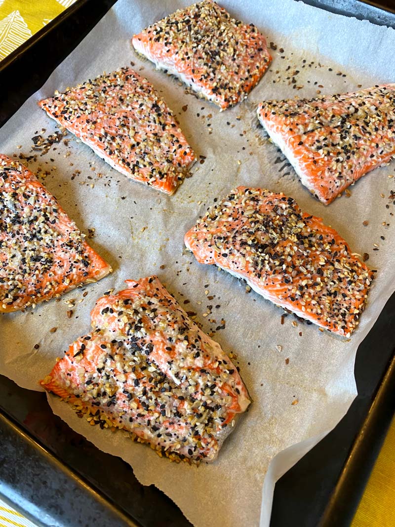 Air Fryer Salmon with Everything Bagel Seasoning 