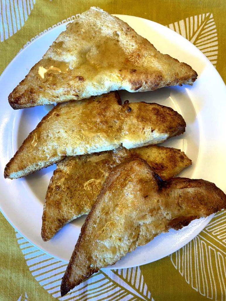 homemade fried french toasted with maple syrup