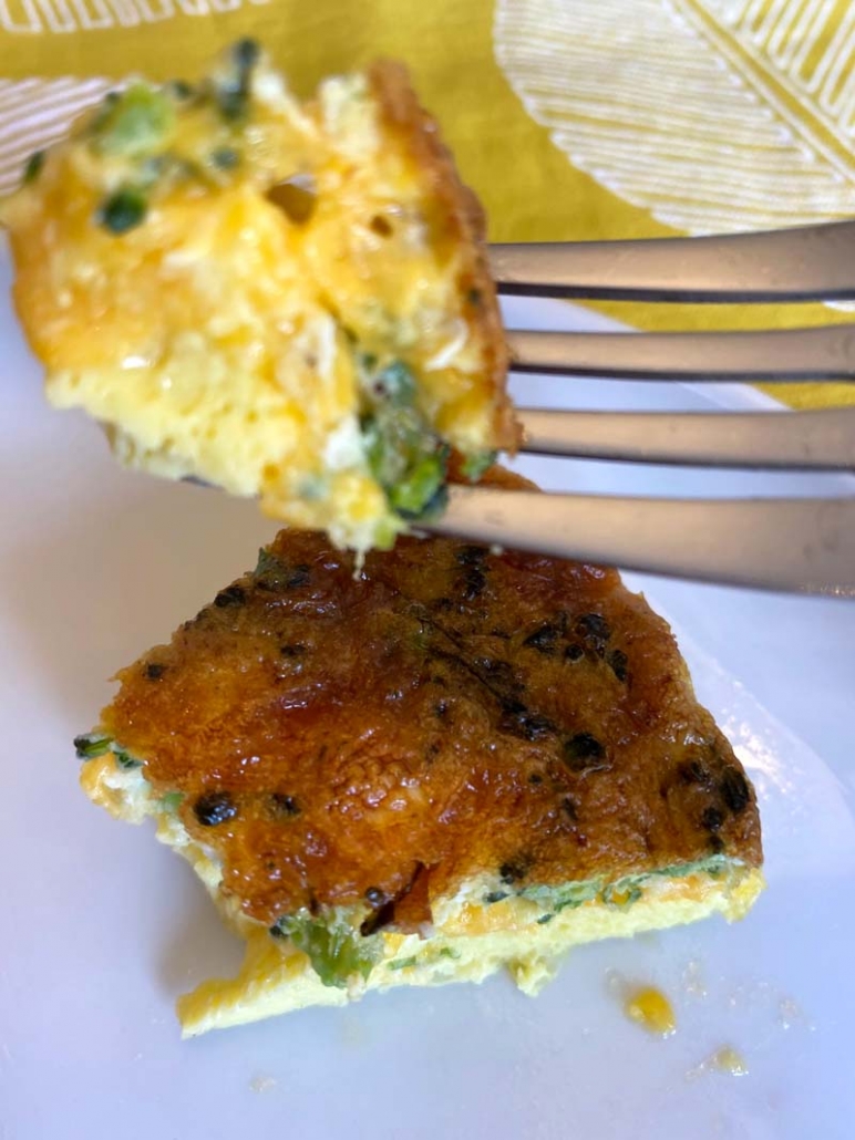 a bite of veggie frittata 