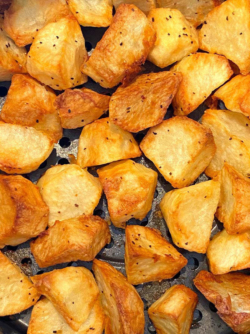 Close up of the roasted potatoes