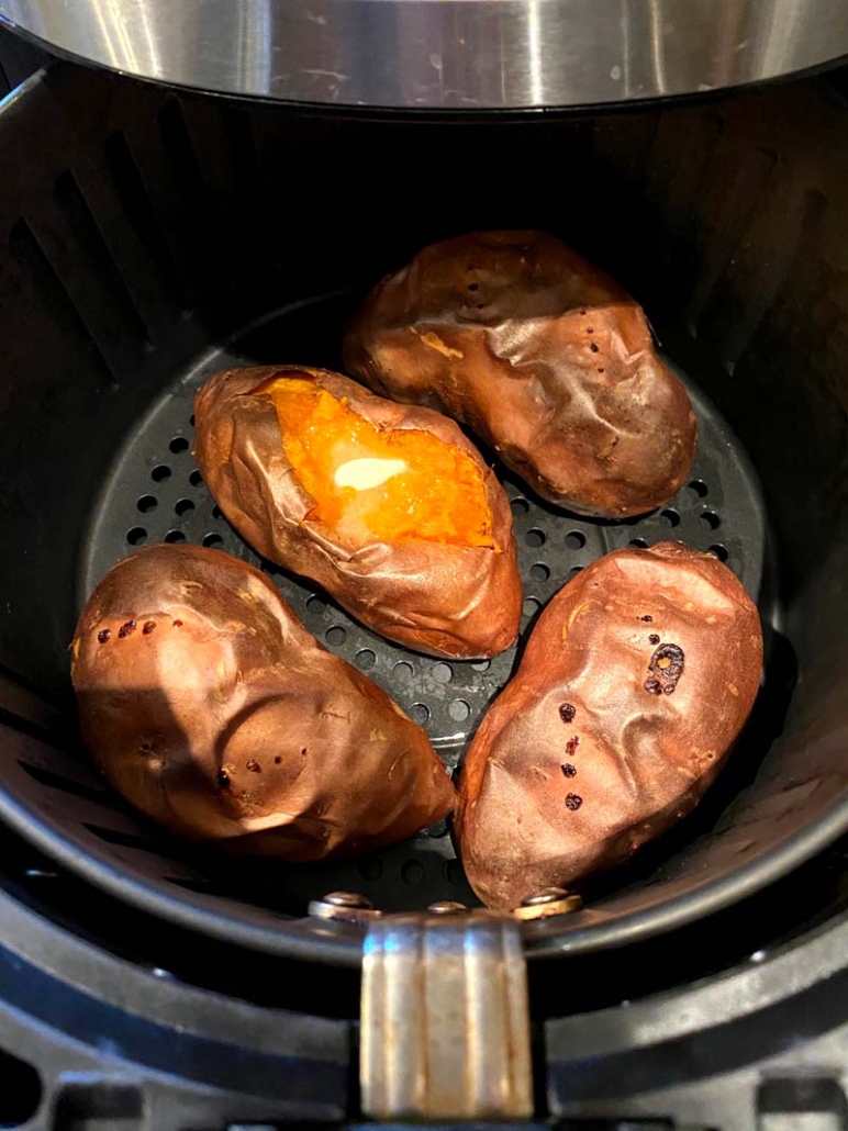 air fried sweet potatoes with butter