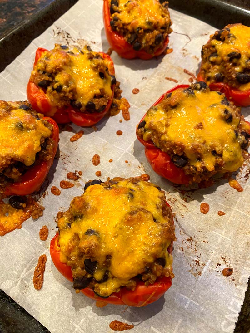 The baked quinoa stuffed peppers ready to eat