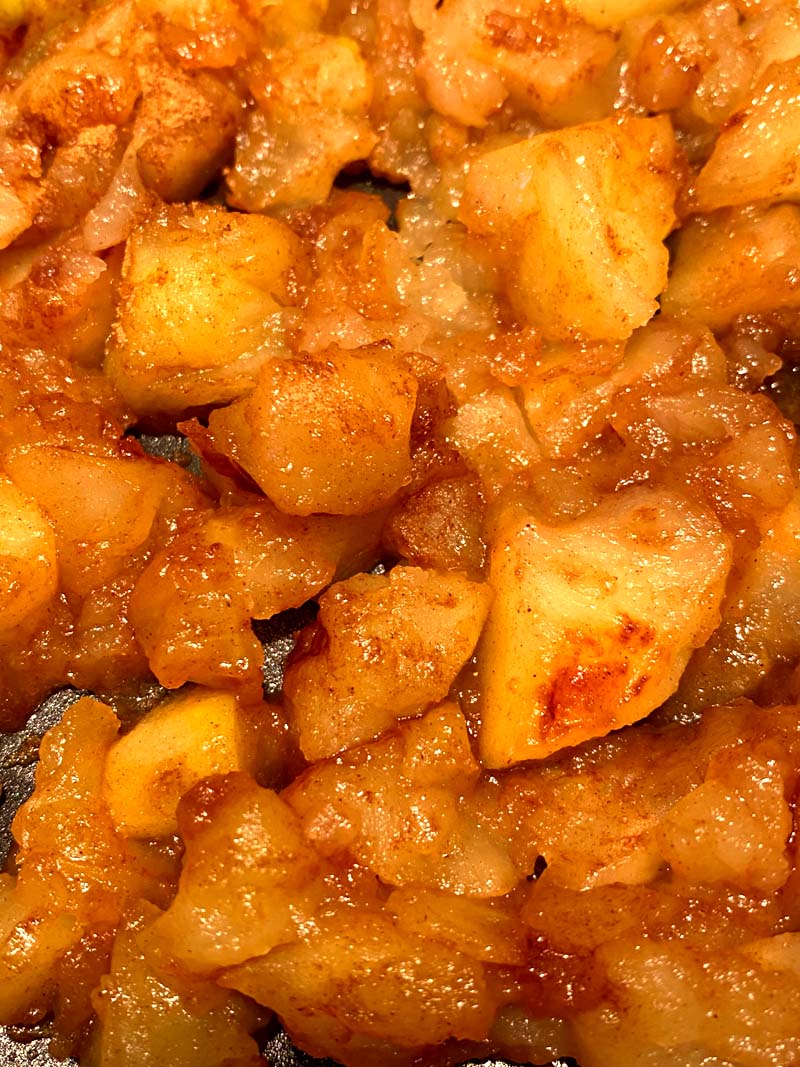 Close up of fried apples