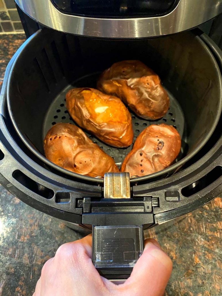 cooking sweet potatoes in an air fryer