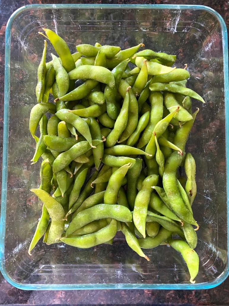 microwaved edamame in shells