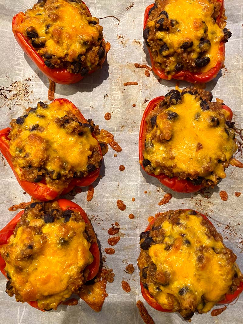 Vegetarian stuffed peppers ready to serve