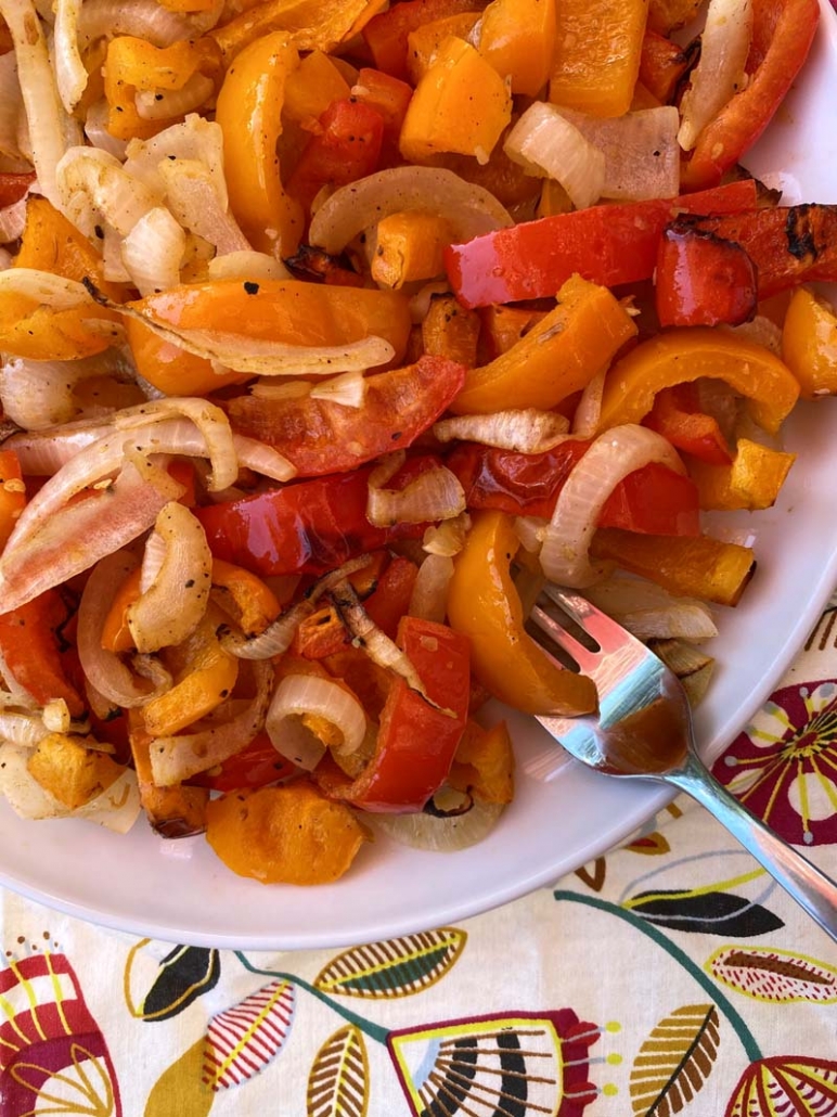 Air Fryer Bell Peppers and Onions - Whole Lotta Yum