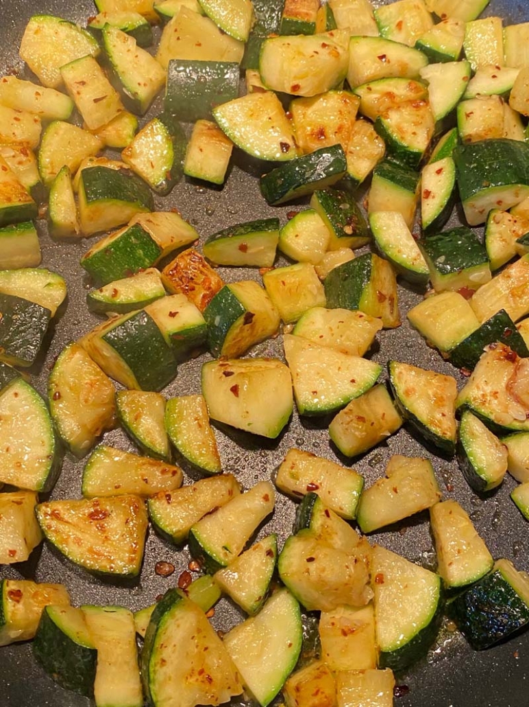 cooking pan fried zucchini