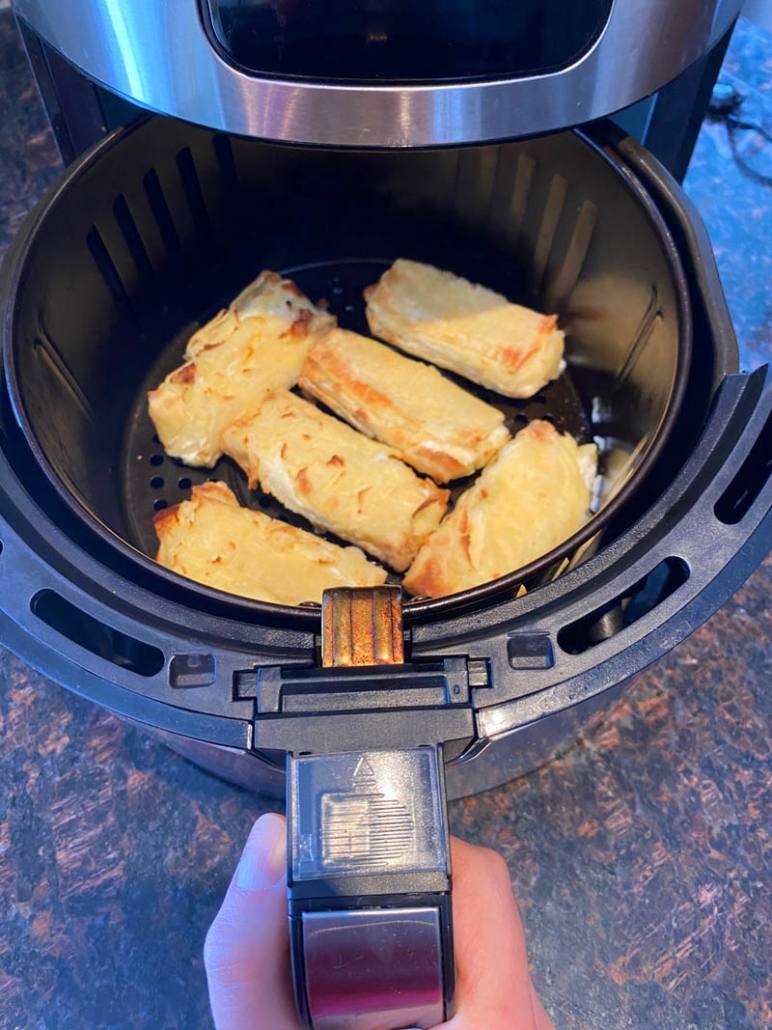 frozen cheese blintzes in the air fryer basket 