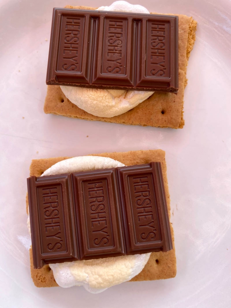 Hershey's chocolate on marshallows