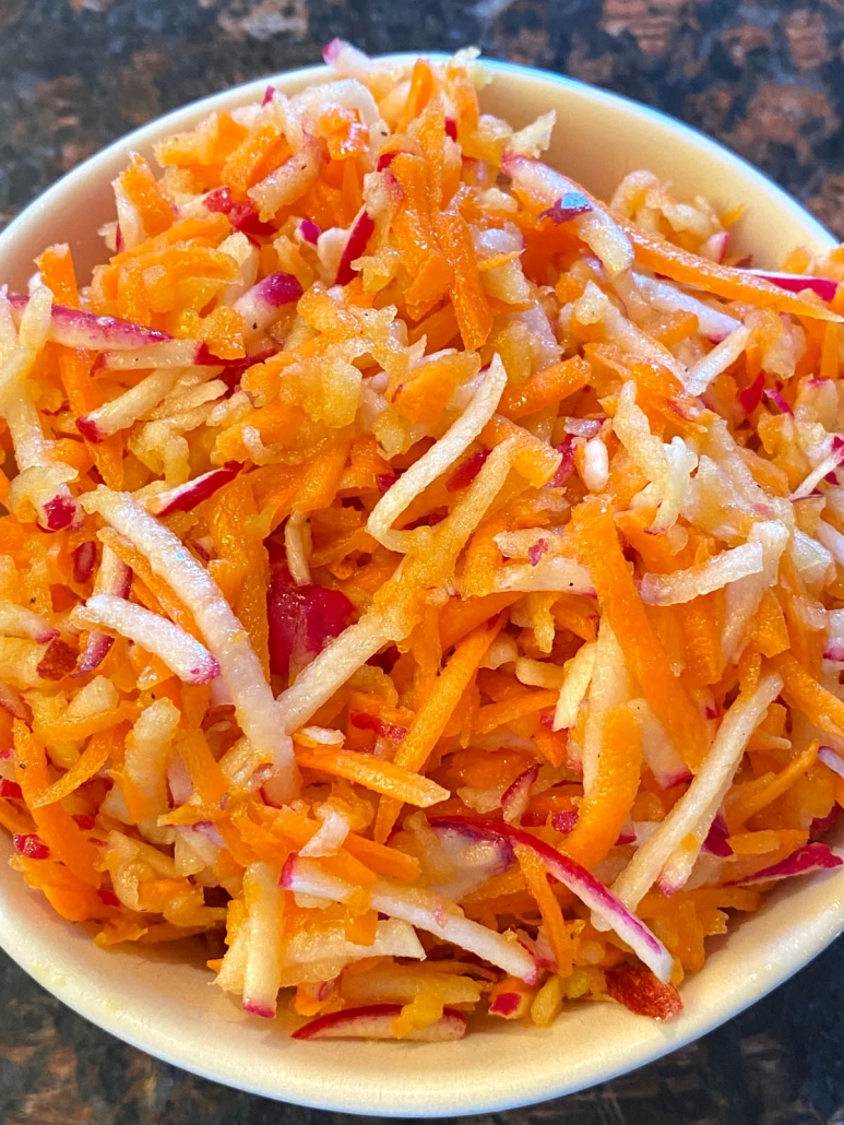 radish slaw with apples and carrots 