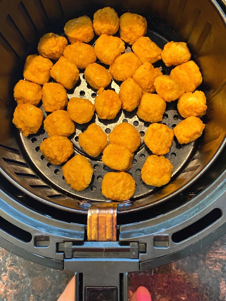 popcorn chicken cooking in the air fryer