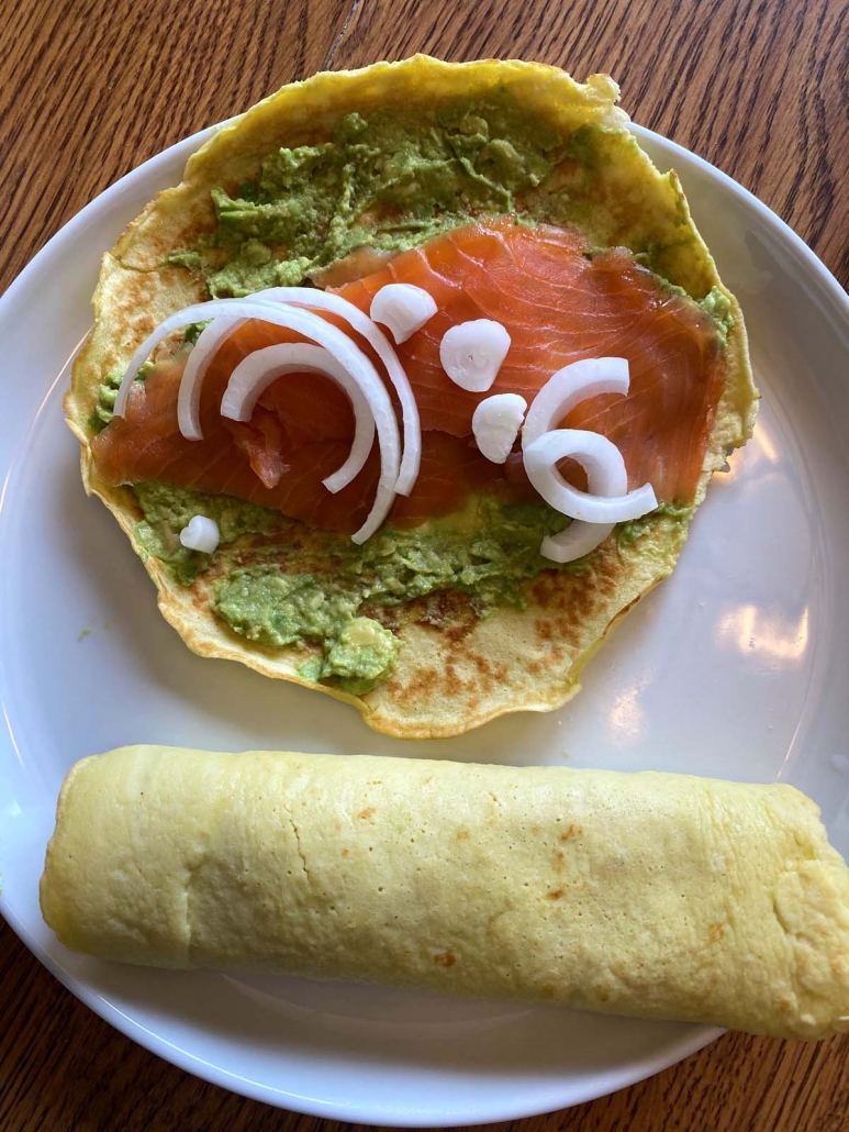 healthy keto wrap with smoked salmon and avocado